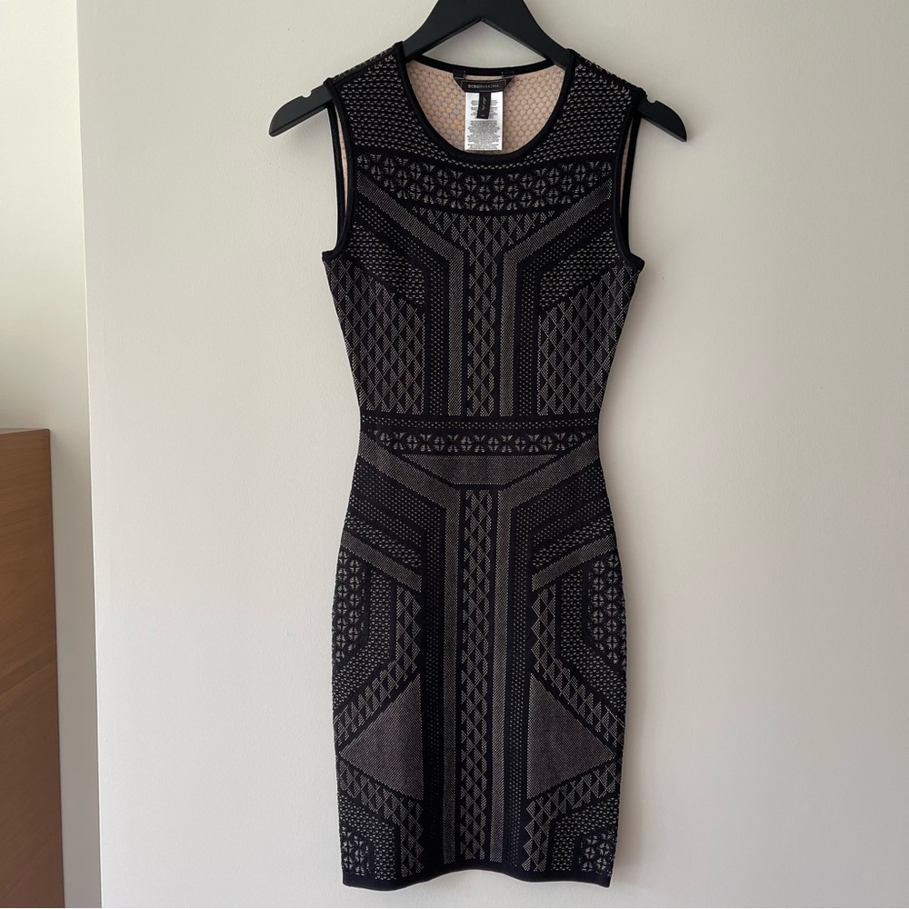 BCBG MAXAZRIA STEFANIE BODYCON DRESS in Black Combo